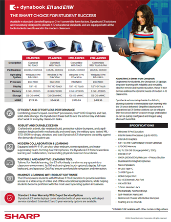 Dynabook Education E11 Models: The Smart Choice for Student Success