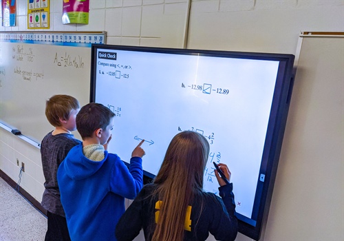 Students Practice Math Skills on AQUOS BOARD Collaboration Display