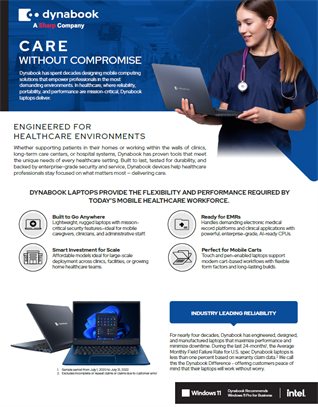 Care Without Compromise: Dynabook Laptops for Healthcare