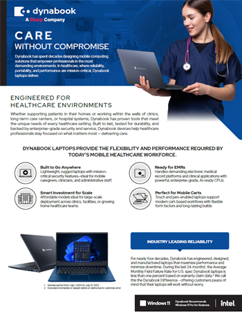 Care Without Compromise: Dynabook Laptops for Healthcare