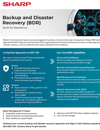 Sharp Backup and Disaster Recovery (BDR)