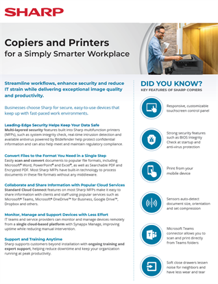 Sharp Copiers and Printers for a Simply Smarter Workplace