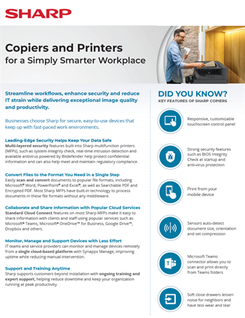 Sharp Copiers and Printers for a Simply Smarter Workplace