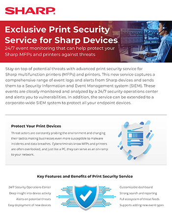 Exclusive Print Security Service for Sharp Devices