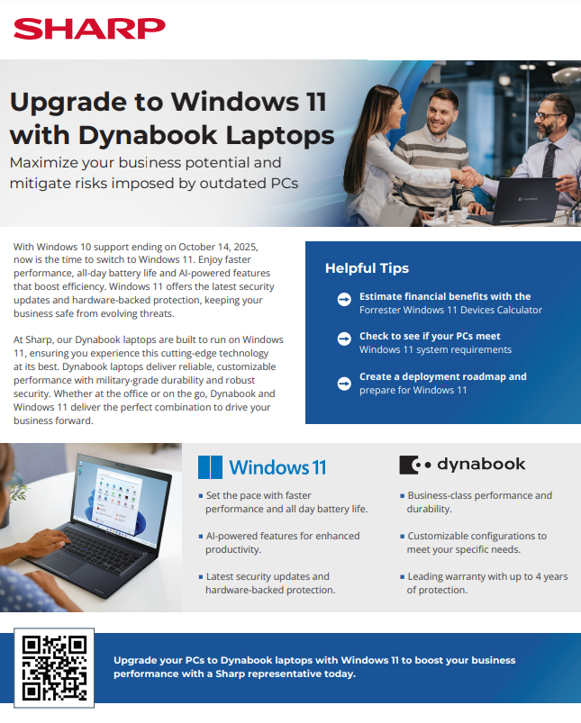 Upgrade to Windows 11 with Dynabook Laptops - Guides | Sharp