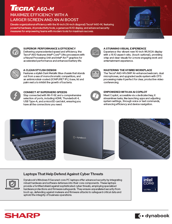 Sharp TECRA® A60-M Dynabook Laptops - Guides | Sharp for