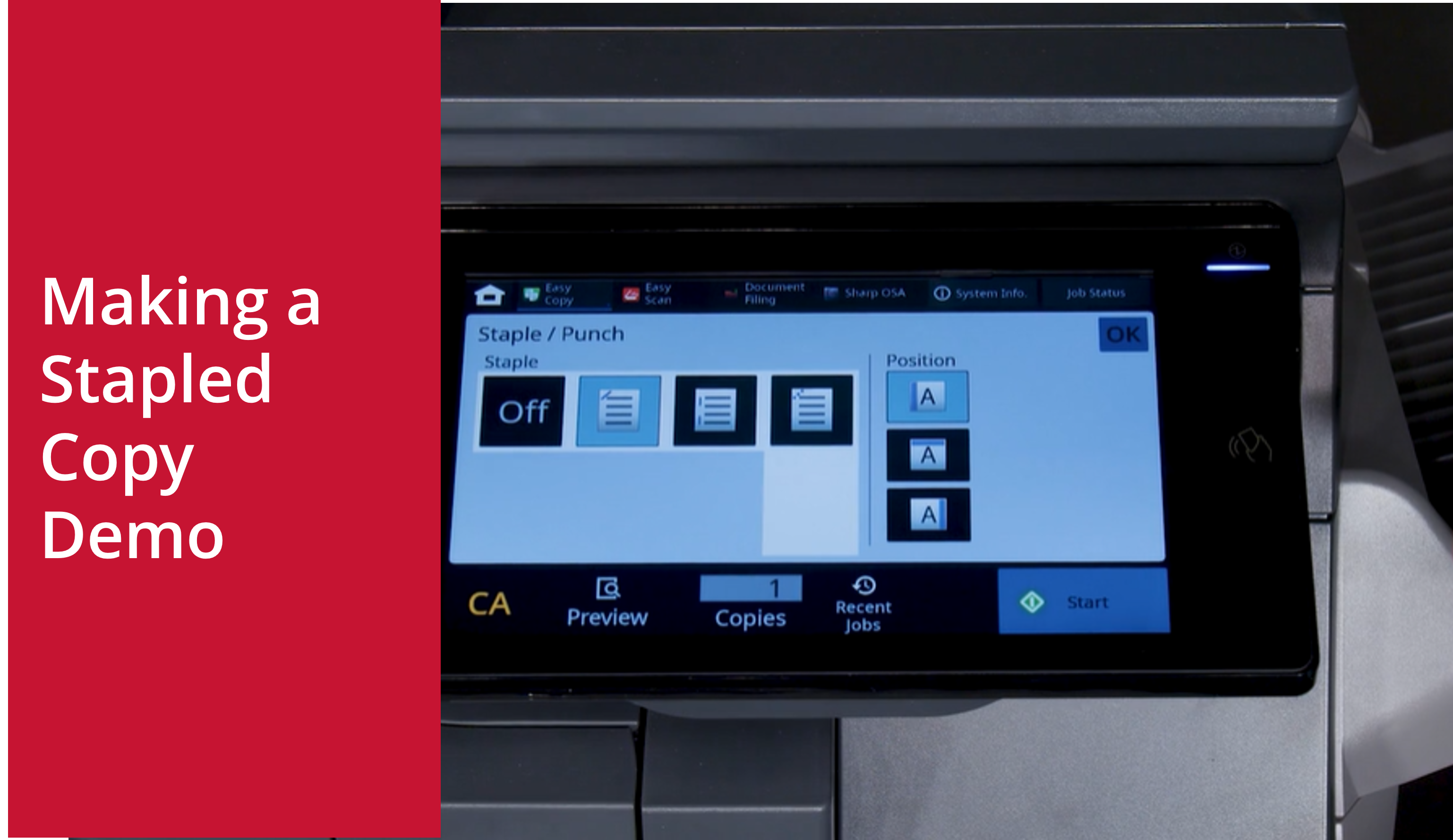 Reprint On Making a Stapled Copy on Sharp BP Advanced Series MFPs