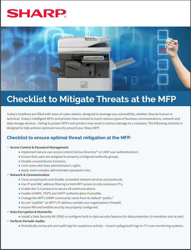 Checklist to Mitigate Threats at the MFP - Guides | Sharp for business