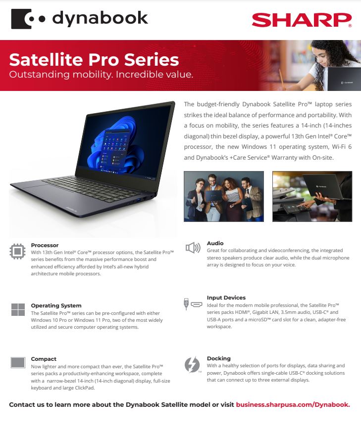 Dynabook Laptops: The Satellite Pro Series - Guides | Sharp for business