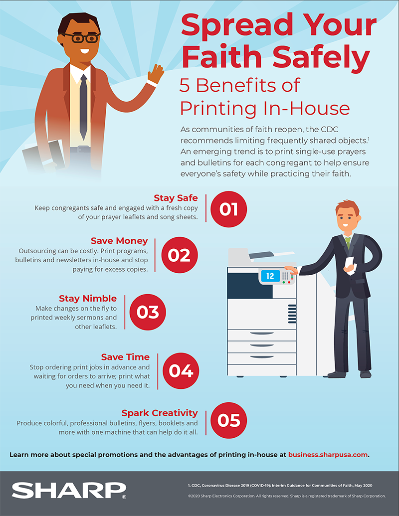 Spread Your Faith Safely: 5 Benefits of Printing In-House infographic with text version below