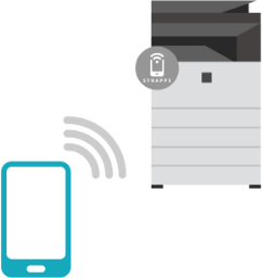 Mobile phone uses NFC tag to copy, scan and print documents on a copier
