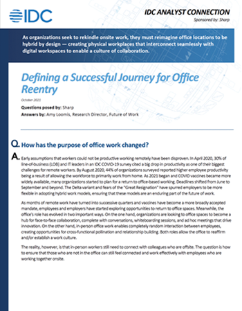 IDC Analyst Defining a Successful Journey for Office Reentry White Paper Image