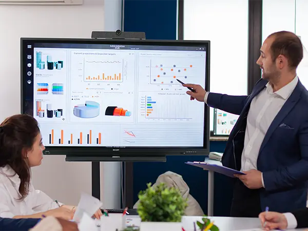 pn-lc display showing multiple graphs with 2 people