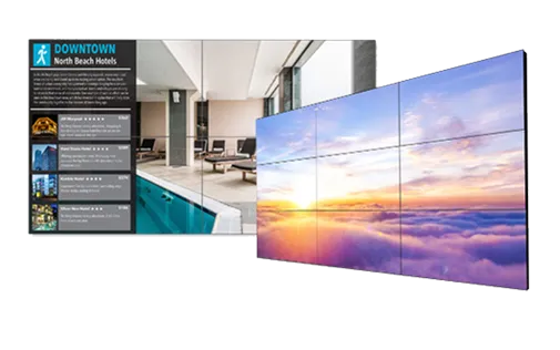 Collage of a display and projector model