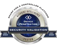 Sharp achieved Security Validation from Keypoint Intelligence for the years 2024 - 2026 for the models using the CR 5.0 Controller Platform.