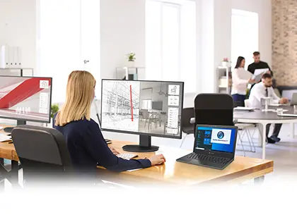 MultiSync desktop display on an office desk