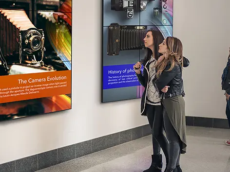 large format displays in an art museum