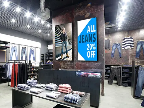 large format displays in a clothing store