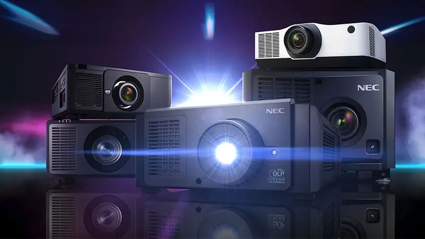 a group of digital cinema projectors