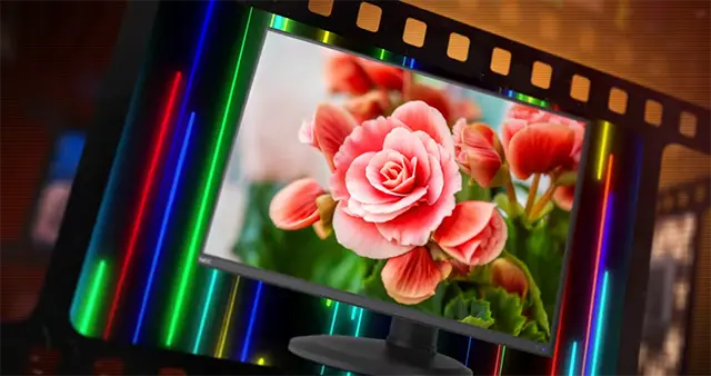 Digital display in front of a film strip