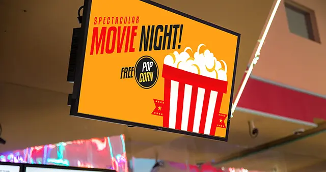 Chairs facing a projected movie screen