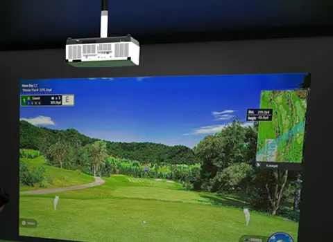 golf simulator image with projector