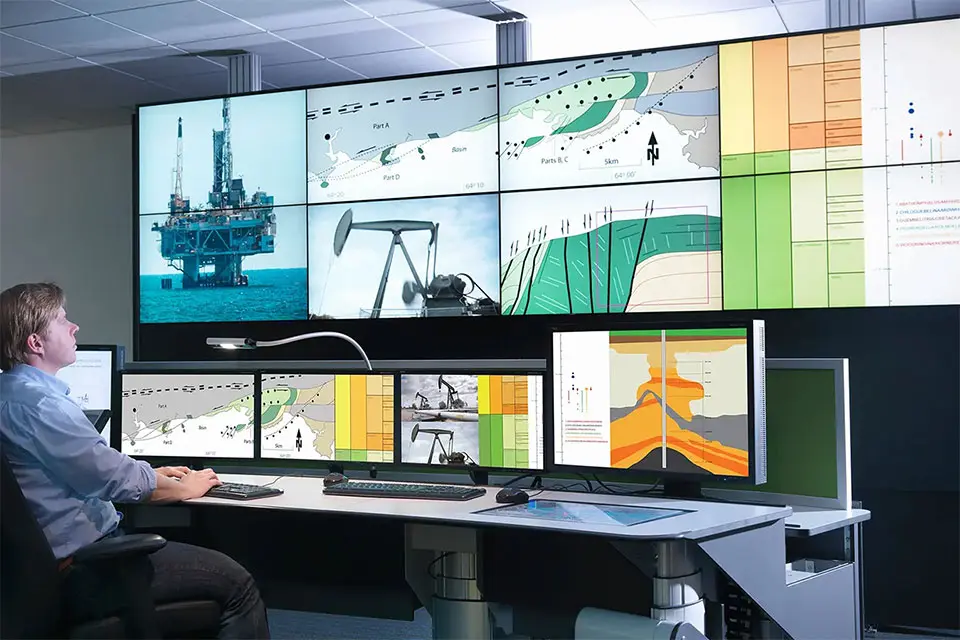 Laser projector in control room