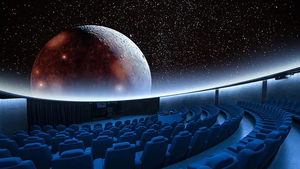 Laser projector displaying on a theatre screen