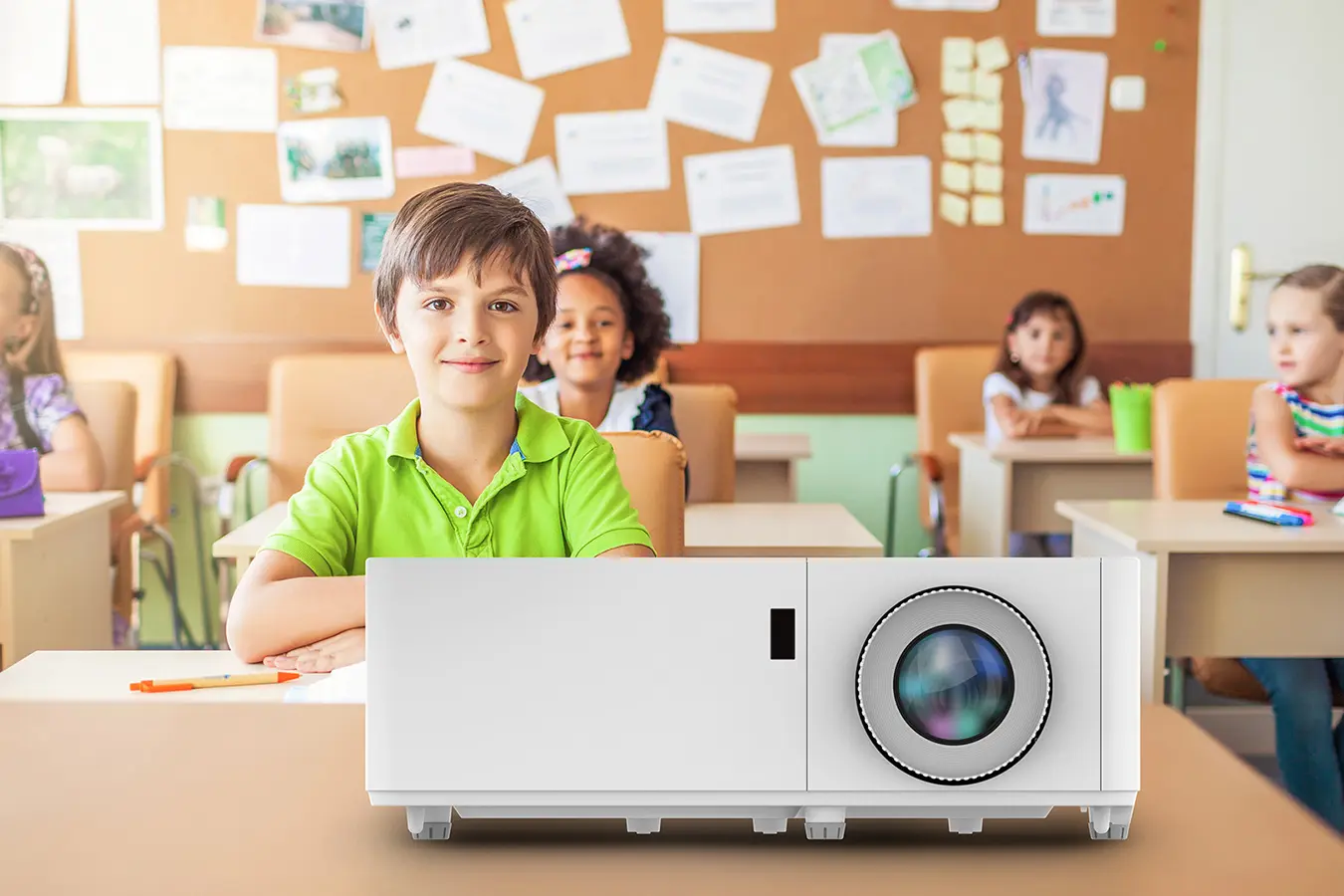 Laser projector in classroom