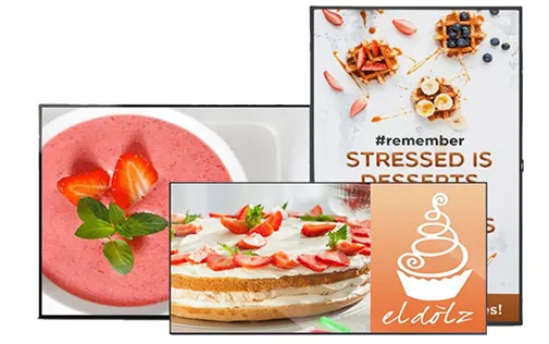 Several displays showingdifferent advertisements