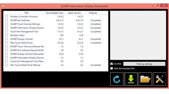 The Sharp Information Downloader helps you stay up to date with the latest applications and firmware available for your Sharp displays